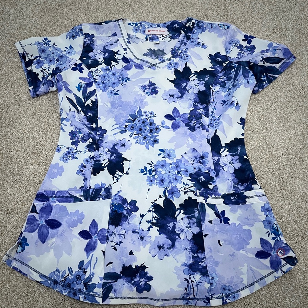 Floral Blue Women's scrub Top
